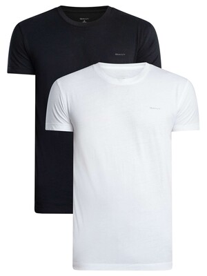 GANT 2 Pack Lounge Crew T-Shirts - Black/White