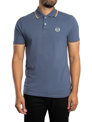 Sergio Tacchini 020 Stripe Collar Polo Shirt - Vintage Indigo/Pumpkin Spice