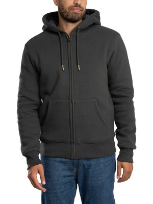 Superdry Borg Lined Zip Hoodie - Washed Black