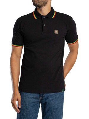 Trojan Three Colour Tipped Pique Polo Shirt - Black