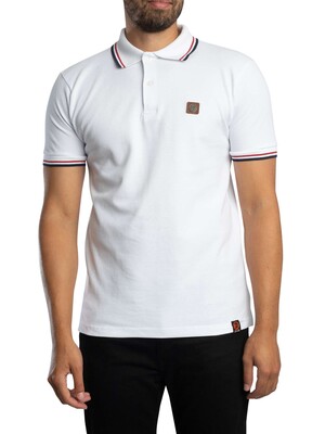 Trojan Three Colour Tipped Pique Polo Shirt - White