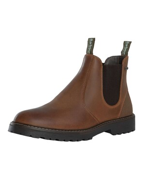 Barbour Patton Leather Chelsea Waterproof Boots - Teak