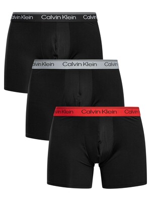 Calvin Klein 3 Pack Microfiber Boxer Briefs - Black (Sleet/Grey/Red)