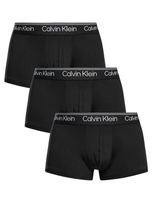 Calvin Klein 3 Pack Microfiber Low Rise Trunks - Black/Black