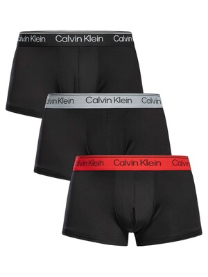Calvin Klein 3 Pack Microfiber Low Rise Trunks - Black (Sleet/Grey/Red)