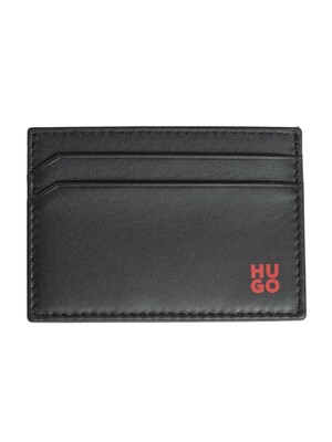 HUGO Tibby Card Leather Wallet - Black