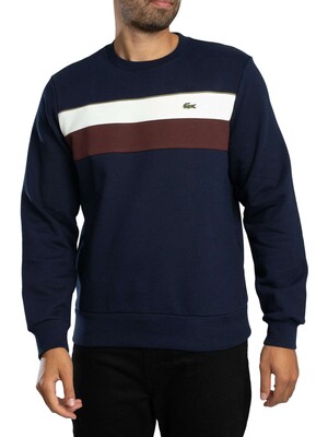 Lacoste Colour Block Fleece Sweatshirt - Blue Marine