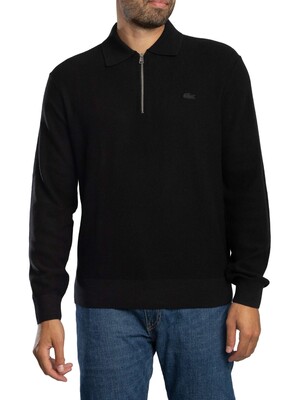 Lacoste Polo Collar 1/4 Zip Sweatshirt - Black