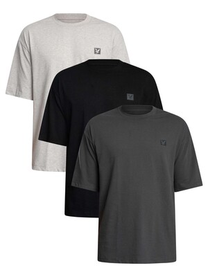 Lyle & Scott 3 Pack Lounge Relaxed T-Shirt - Light Grey/Grey/Black
