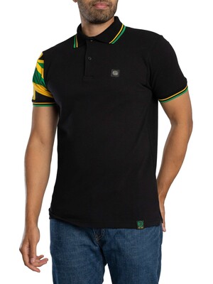 Trojan Flag Sleeve Pique Polo Shirt - Black