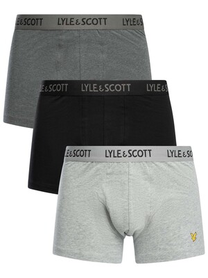Lyle & Scott 3 Pack Barclay Trunks - Dark Grey/Grey/Black