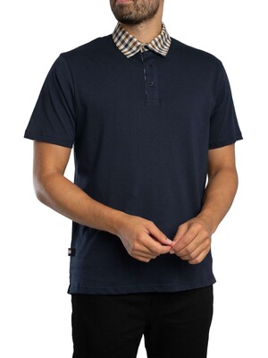 Aquascutum Club Check Collar Polo Shirt - Navy