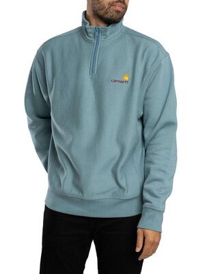 Carhartt WIP Half Zip American Script Sweatshirt - Citadel