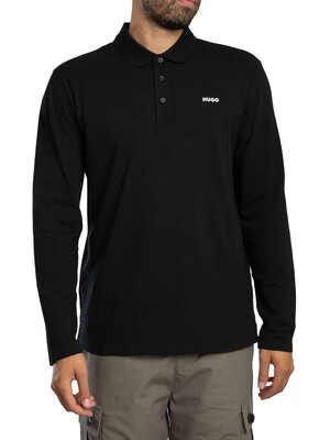 HUGO Donnolong Longsleeved Polo Shirt - Black