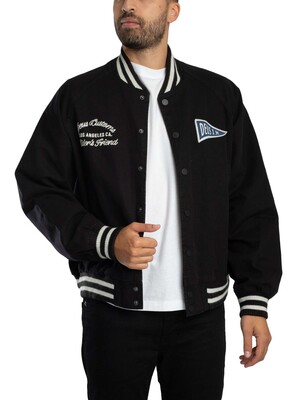 Deus Ex Machina Branded Back Stadium Jacket - Black