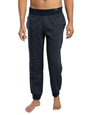 Emporio Armani Lounge Logo Pattern Joggers - Blue Jacquard