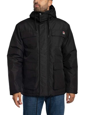 Fila Liam Cargo Pockets Padded Jacket - Black
