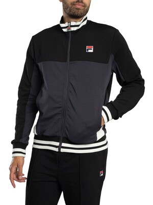 Fila Tiebreaker Funnel Neck Track Jacket - Black/Charcoal/Gardenia