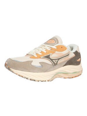 Mizuno Wave Rider Suede Trainers - Grey/White/Beige