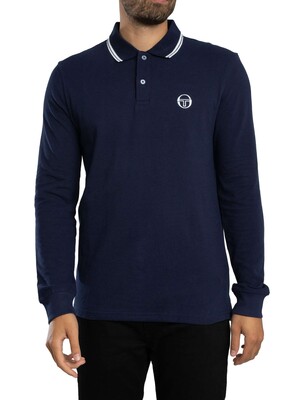 Sergio Tacchini 020 Longsleeved Logo Polo Shirt - Maritime Blue/Gardenia