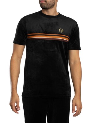Sergio Tacchini Ayme Velour T-Shirt - Black/Gold