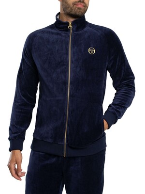 Sergio Tacchini Court Velour Track Jacket - Maritime Blue/Gardenia