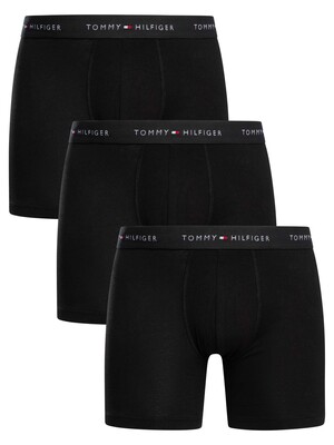 Tommy Hilfiger 3 Pack Signature Cotton Essentials Boxer Briefs - Black/Black/Black