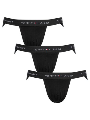 Tommy Hilfiger 3 Pack Signature Cotton Essentials Jockstrap - Black/Black/Black