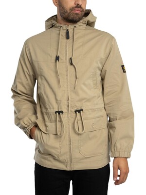 Trojan Twill Badged Parka Jacket - Stone