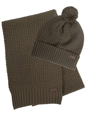 Barbour Ramside Beanie & Scarf Gift Set - Olive