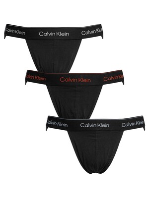 Calvin Klein 3 Pack Icon Jockstraps - Black (Chalk/Black/Currie
