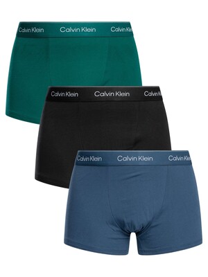 Calvin Klein 3 Relaxed Fit Icon Trunks - Turf/Black/Dark Blue