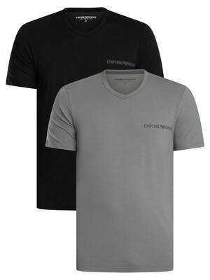 Emporio Armani 2 Pack Lounge V-Neck T-Shirt - Shade/Black