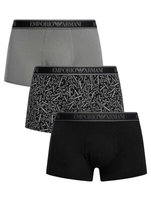 Emporio Armani 3 Pack Trunks - Black/Black Shade/Shade