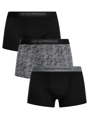 Emporio Armani 3 Pack Trunks - Black/Shade/Black