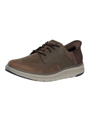 Skechers Slip-ins Memory Foam Orell Yates Leather Trainers - Cocoa