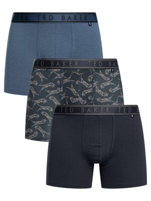 Ted Baker 3 Pack Boxer Briefs - Navy/Pattern/Denim