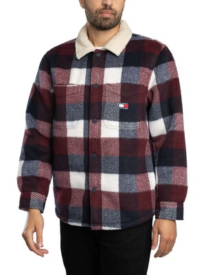 Tommy Jeans Check Teddy Overshirt - Dark Night Navy/Buffalo Check