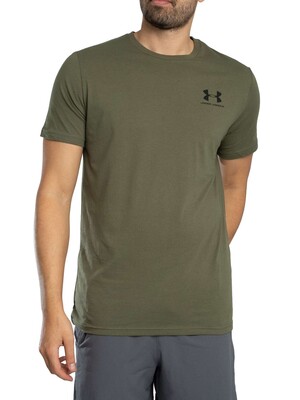 Under Armour Loose Left Chest Logo T-Shirt - Marine OD Green/Black