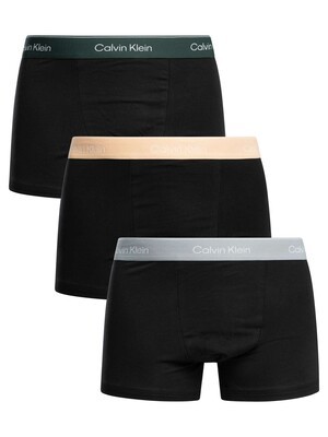 Calvin Klein 3 Pack Icon Relaxed Fit Trunks - Black (Darkest Spruce/Orange/Grey)