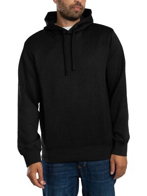 Armani Exchange Brand Pattern Pullover Hoodie - Black