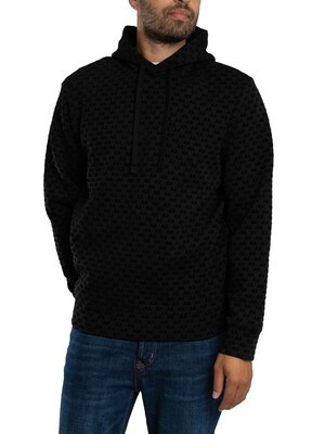 Armani Exchange Pattern Logo Pullover Hoodie - Black