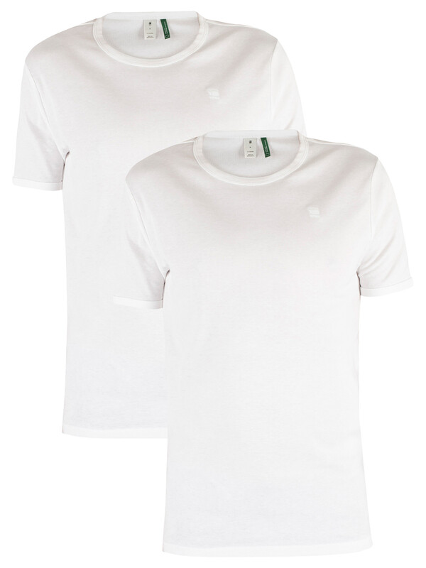 G-Star RAW 2 Pack Slim Crew T-Shirts - White