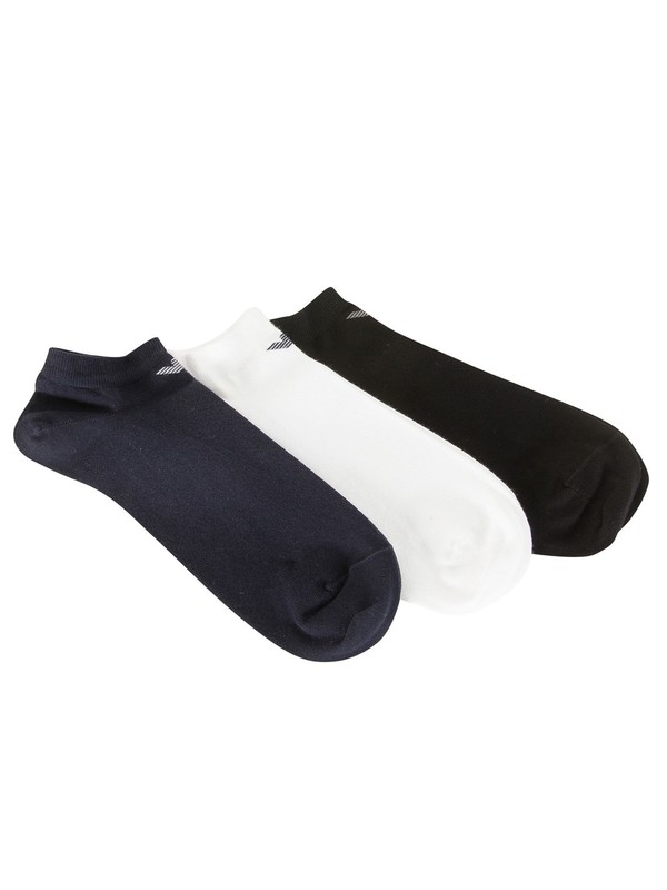 Emporio Armani 3 Pack Cotton Inside Socks - Black/White/Navy
