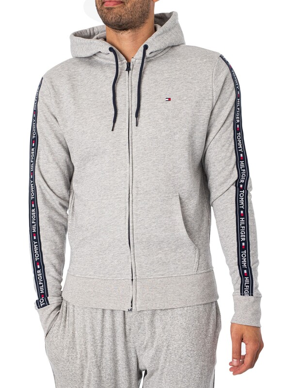Tommy Hilfiger Zip Logo Tapping Hoodie - Grey Heather