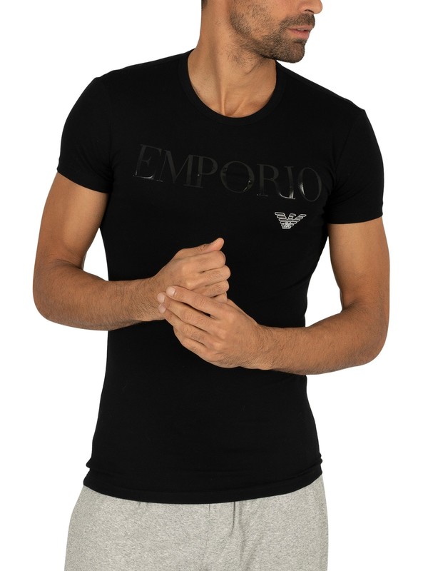 Emporio Armani Stretch Cotton Crew Lounge T-Shirt - Black