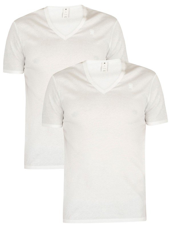 G-Star 2 Pack Slim V-Neck T-Shirt - White
