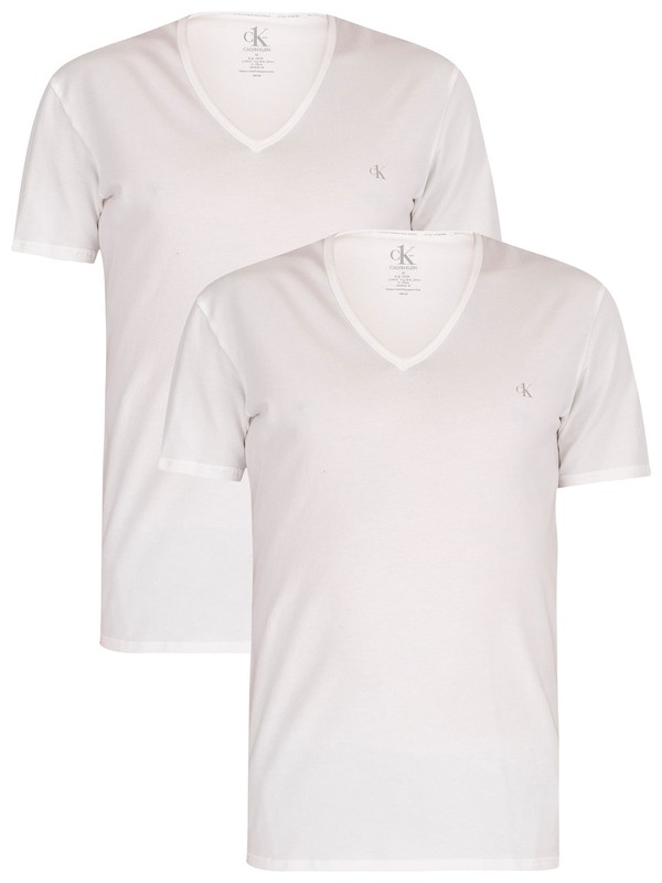 Calvin Klein 2 Pack CK One V-Neck T-Shirts - White