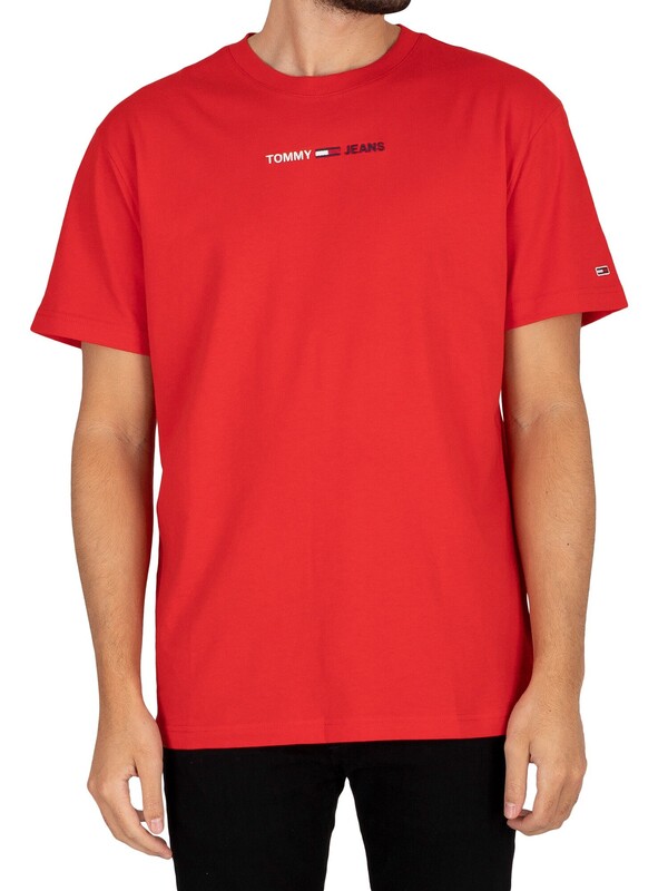 Tommy Jeans Linear Logo T-Shrit - Deep Crimson