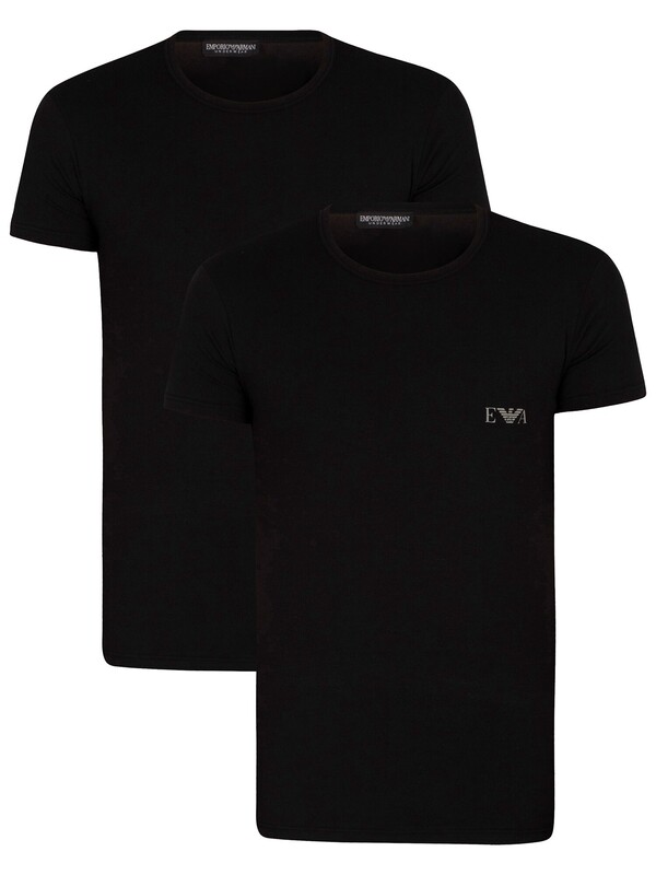 Emporio Armani 2 Pack Crew T-Shirts - Black/BLack
